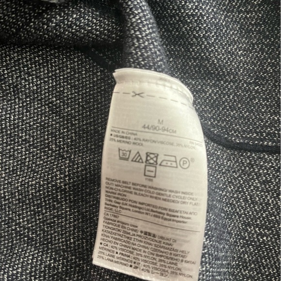 [M]Banana Republic Contrast Stitch Wool Blend Navy Belted SweaterJacket - Picture 10 of 12